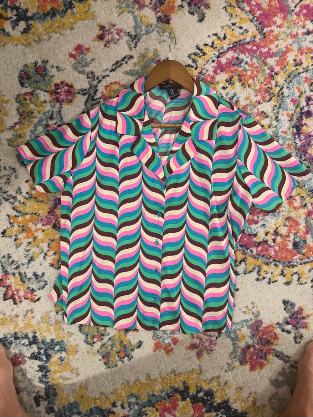 Rachel Zoe Short Sleeve Button-Down Shirt size medium
